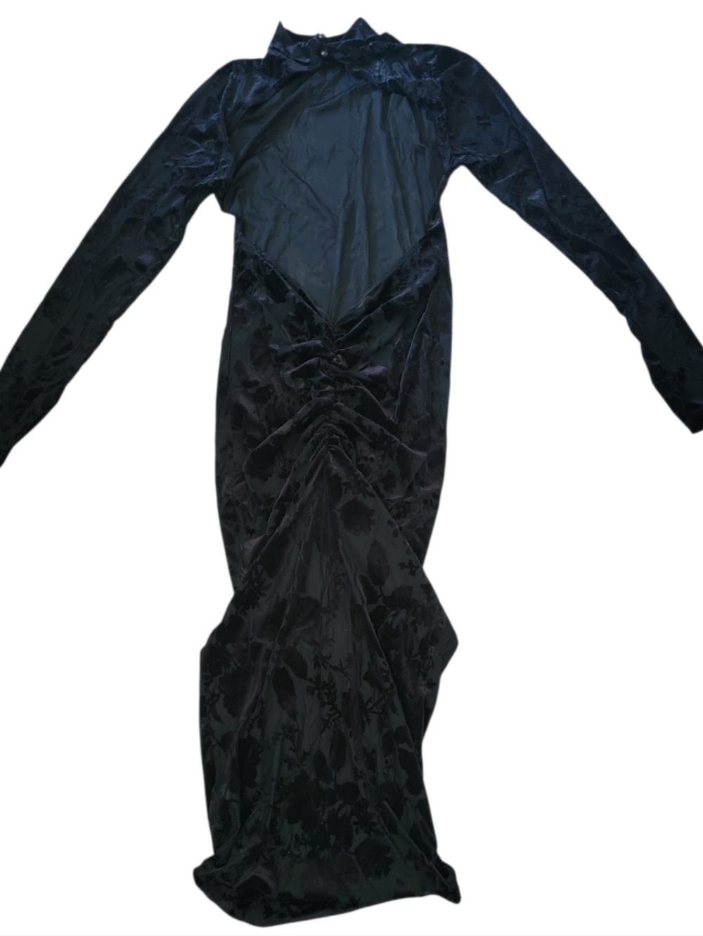 Black Mesh Open back Midi Dress - Picture 11 of 14